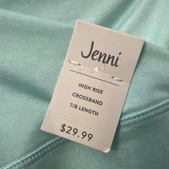 NWT Leggings High Rise Crossband 7/8th Length Aqua Gloss Color Small JENNI SMALL - Picture 4 of 8